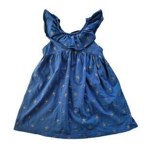 Tea Collection Destination Greece Blue Gold Starfish Print Dress